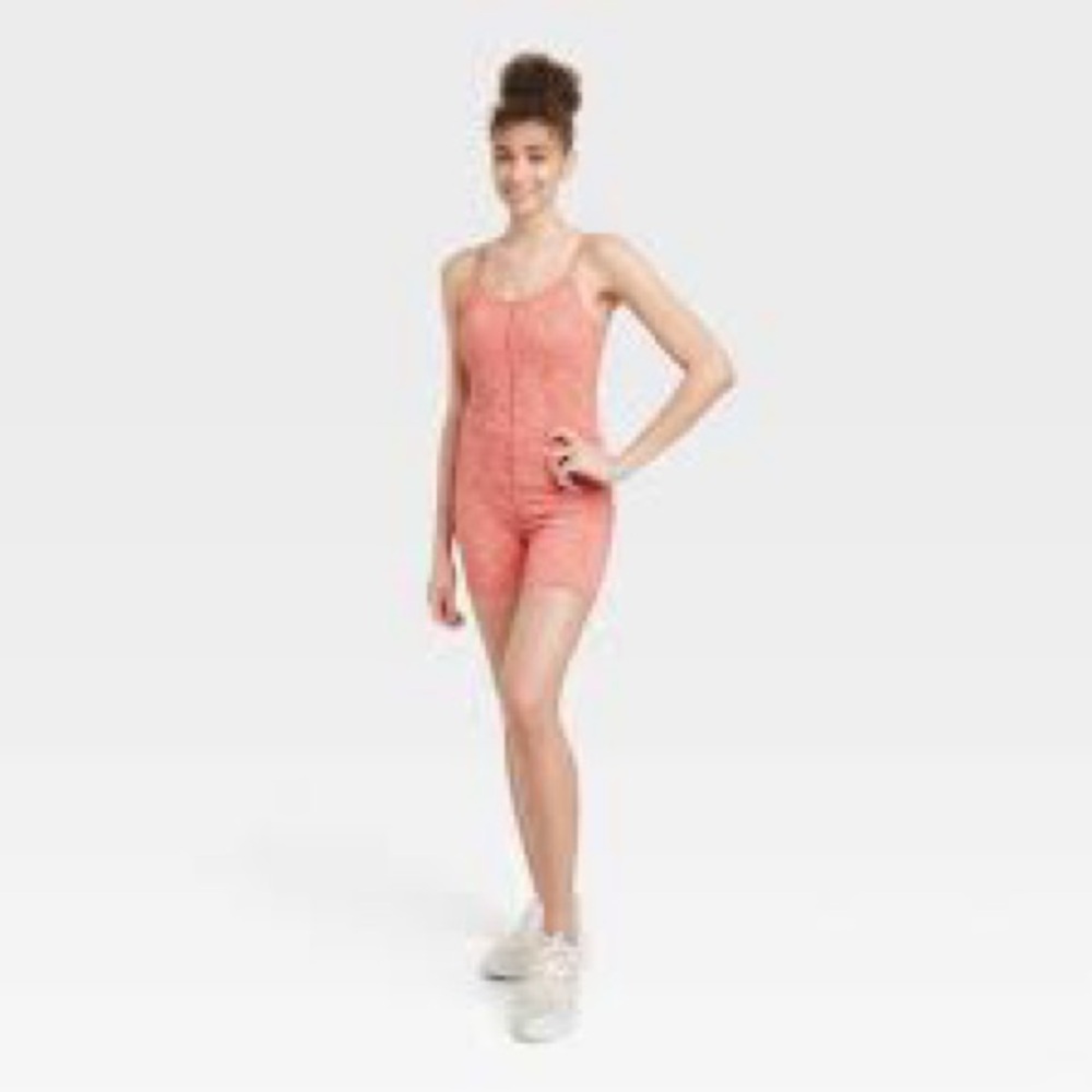 JoyLab Women's Seamless Short Active Bodysuit Sunset Size L